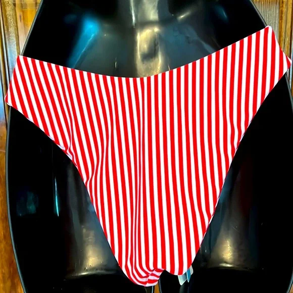 NWT Red & White Striped Bikini Bottoms - Picture 5 of 6